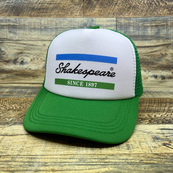 Shakespeare Mens Trucker Hat Green Snapback Fly Fishing Throwback Cap - Picture 2 of 8